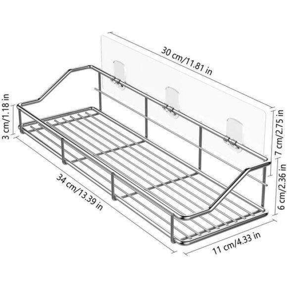 Adhesive Shower Caddy Shelf Shower Wall Organizer,Large Capacity Bathroom - Picture 3 of 7